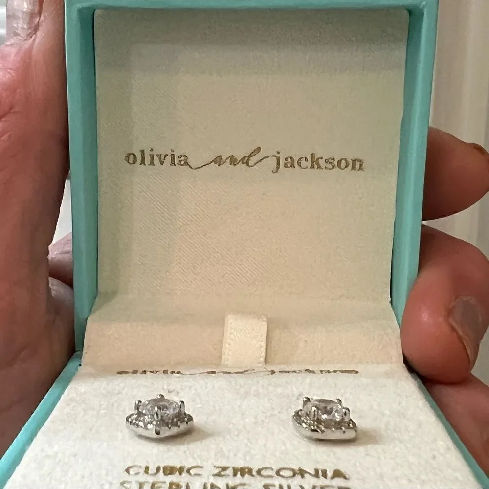 Gorgeous sterling silver and cubic zirconia Halo Earrings
